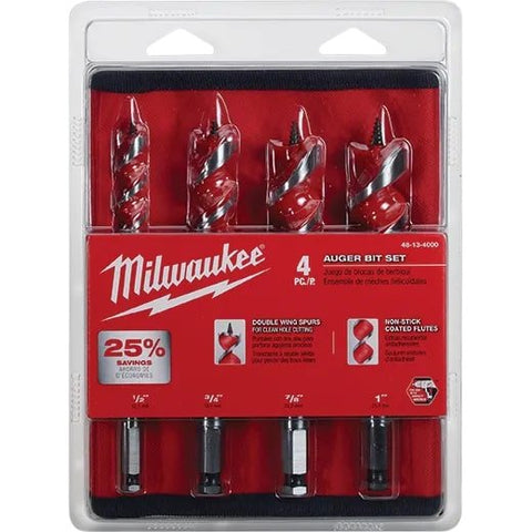 Milwaukee Spur Auger Bit Set (4pcs) 6 - 1/2" - APEX Supply Co.