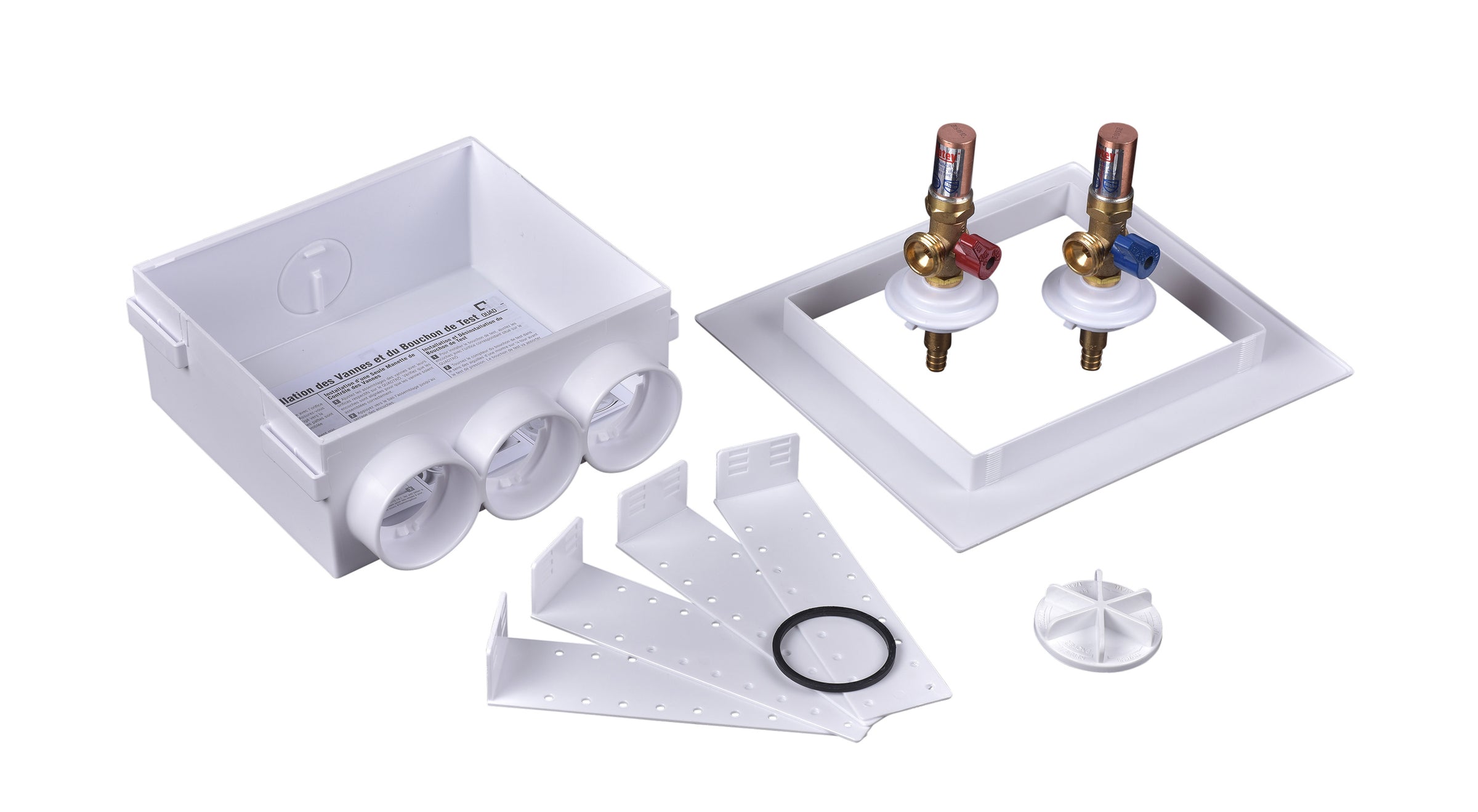 QUADTRO Washing Machine Outlet Box w/ 1/4 Turn Hammer Valve (ASTM F1807 PEX Standard Pack)