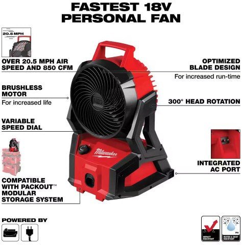 0818 - 20 Milwaukee M18 Jobsite Fan - APEX Supply Co.