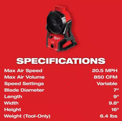 0818 - 20 Milwaukee M18 Jobsite Fan - APEX Supply Co.