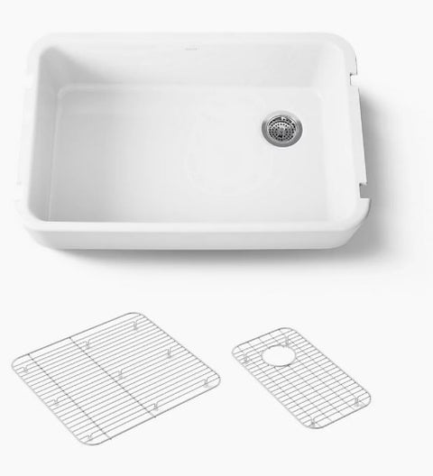 Kohler Ironridge 34" Undermount Single Basin Enameled Cast Iron Kitchen Sink with Basin Rack - APEX Supply Co.