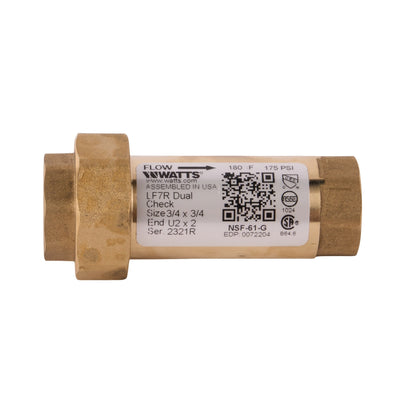 7U2-2 Watts 3/4" Dual Check Backflow Preventer