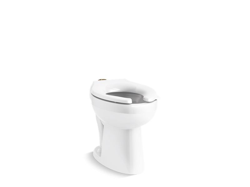 Kohler Highcliff Ultra Floor Mounted Top Spud Antimicrobial Flushometer Elongated Toilet Bowl in White (Seat Sold Separately) - APEX Supply Co.