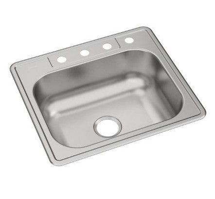 Elkay DSE125224 Dayton Stainless Steel 25" x 22" x 8 - 1/16", 4 - Hole Single Bowl Drop - in Sink - APEX Supply Co.