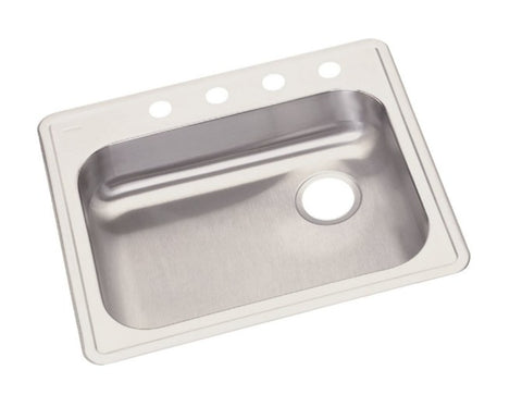 Elkay Dayton 25" Drop In Single Basin Stainless Steel Kitchen Sink, 4 Hole - APEX Supply Co.
