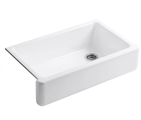 Kohler Whitehaven 35 - 11/16" Self - Trimming Farmhouse Single Basin Enameled Cast Iron Kitchen Sink - APEX Supply Co.