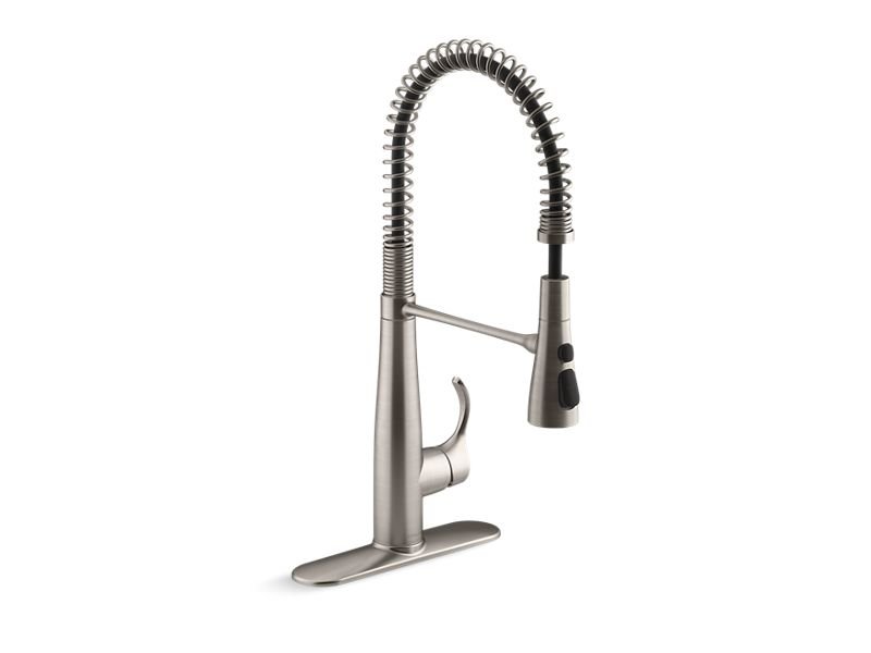 Kohler Simplice 1.5 GPM Single Hole Pre - Rinse Pull Down Kitchen Faucet - Includes Escutcheon - APEX Supply Co.