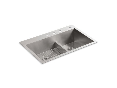 Kohler Vault 33" Double Basin Top - Mount/Under - Mount 18 - Gauge Stainless Steel Kitchen Sink with Smart Divide - APEX Supply Co.
