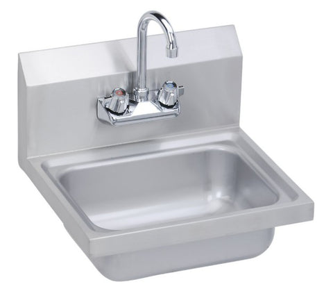 Elkay Stainless Steel 17" x 15" x 11" 20 Gauge Hand Sink with Faucet - APEX Supply Co.