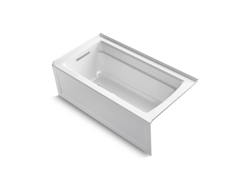 Kohler Archer Collection 60" x 32" Three Wall Alcove Soaker Bath Tub with Armrests, Lumbar Support and Left Drain - APEX Supply Co.