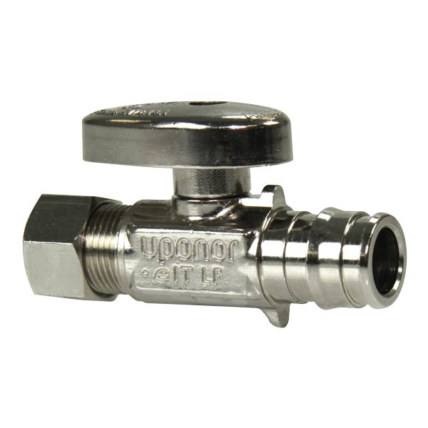 Uponor ProPEX Chrome Brass Full - Port Straight Stop Valve ProPEX x 3/8 OD (Lead Free) - APEX Supply Co.
