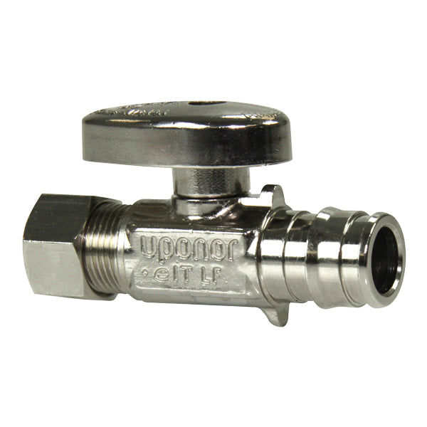 Uponor ProPEX Chrome Brass Full-Port Straight Stop Valve ProPEX x 3/8 OD (Lead Free) 1/2"