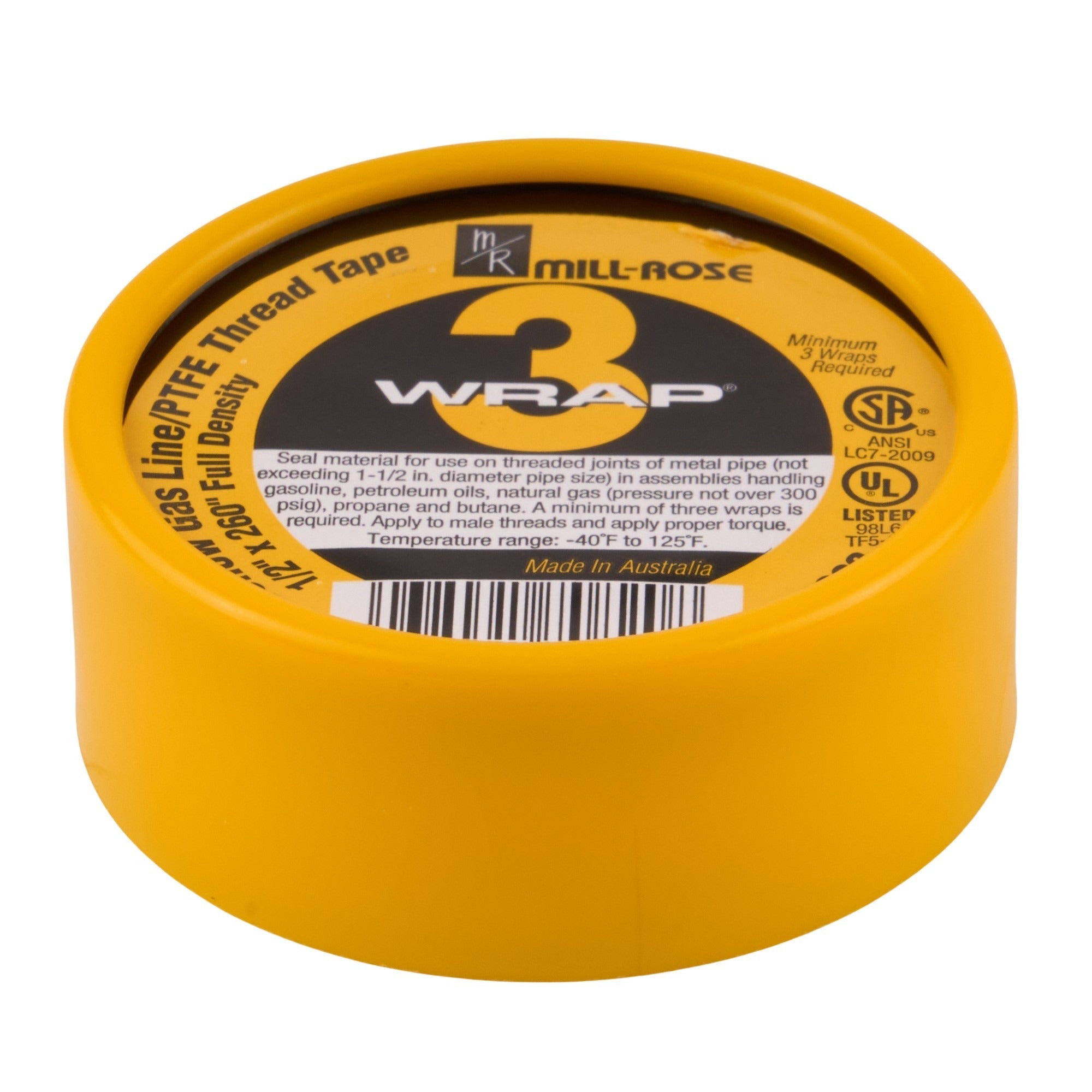 PTFE 3 - Wrap Yellow Gas Thread Seal Tape (Roll) - APEX Supply Co.