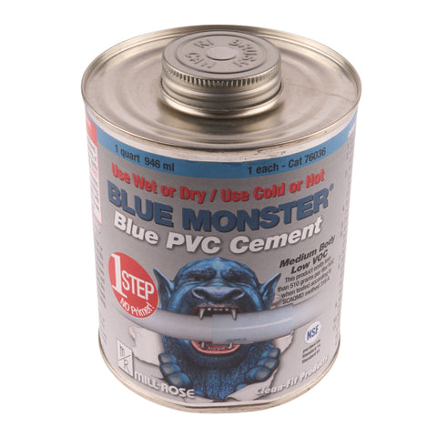 Blue Monster 1 Quart Blue PVC Cement - APEX Supply Co.