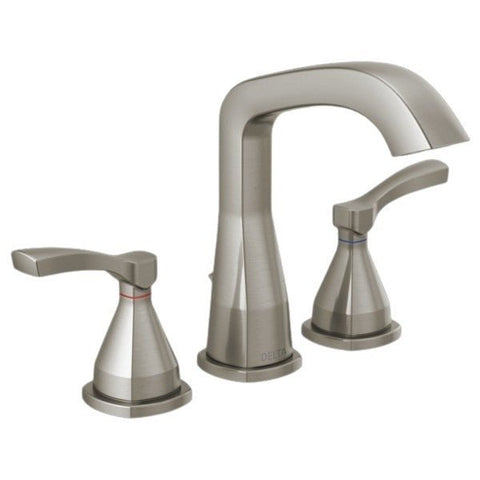 Delta Stryke Widespread Bathroom Faucet with Lever Handles and Pop - Up Drain Assembly - Limited Lifetime Warranty - APEX Supply Co.