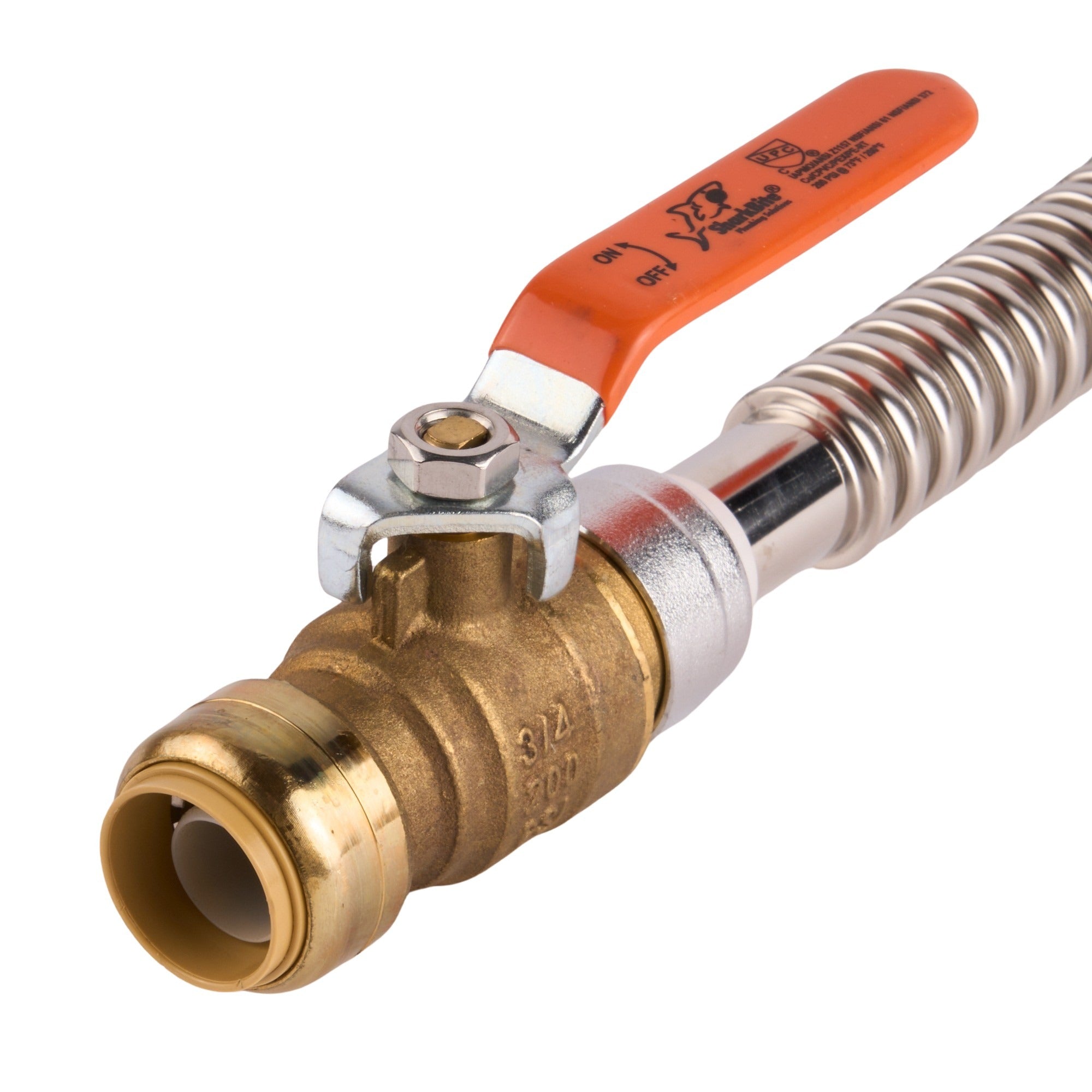 3/4" x 3/4" Fip, 18" Stainless Steel Braided Water Heater Connector With Ball Valve Lead Free