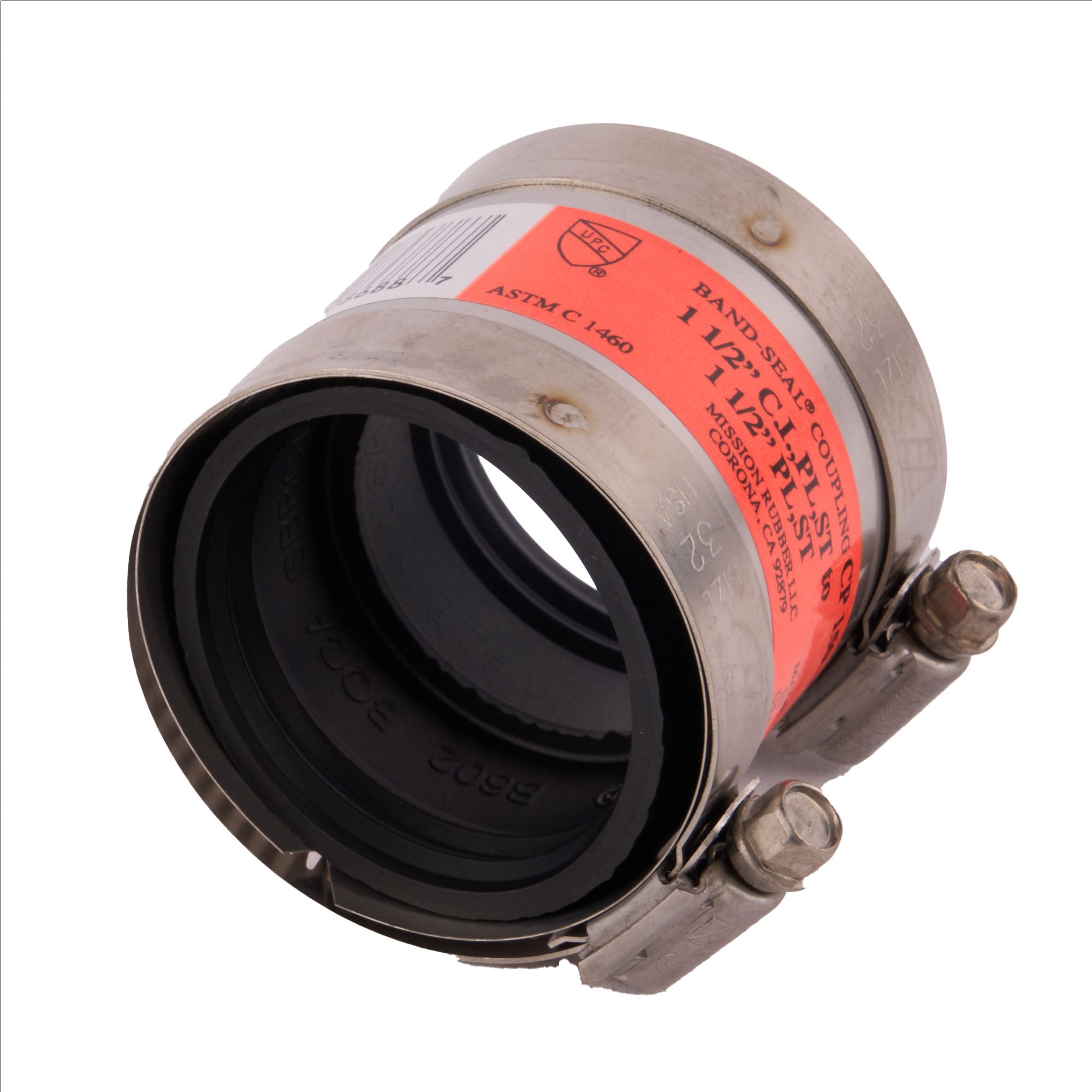 No-Hub Flexible Coupling (Cast Iron-Steel -PVC) 1-1/2"