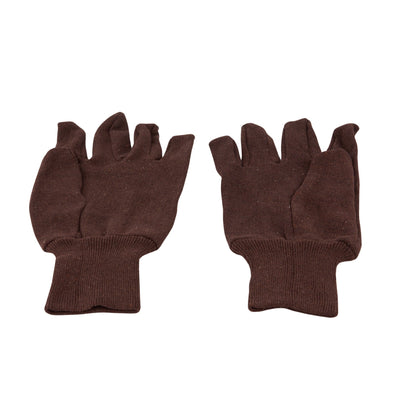 Brown Cotton Jersey Gloves (N)