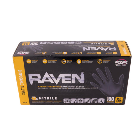 Raven Powder Free Black Nitrile Glove-Xl