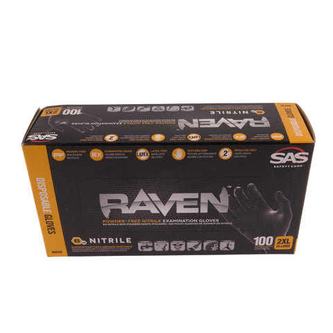 Raven Powder Free Black Nitrile Glove-Xxl