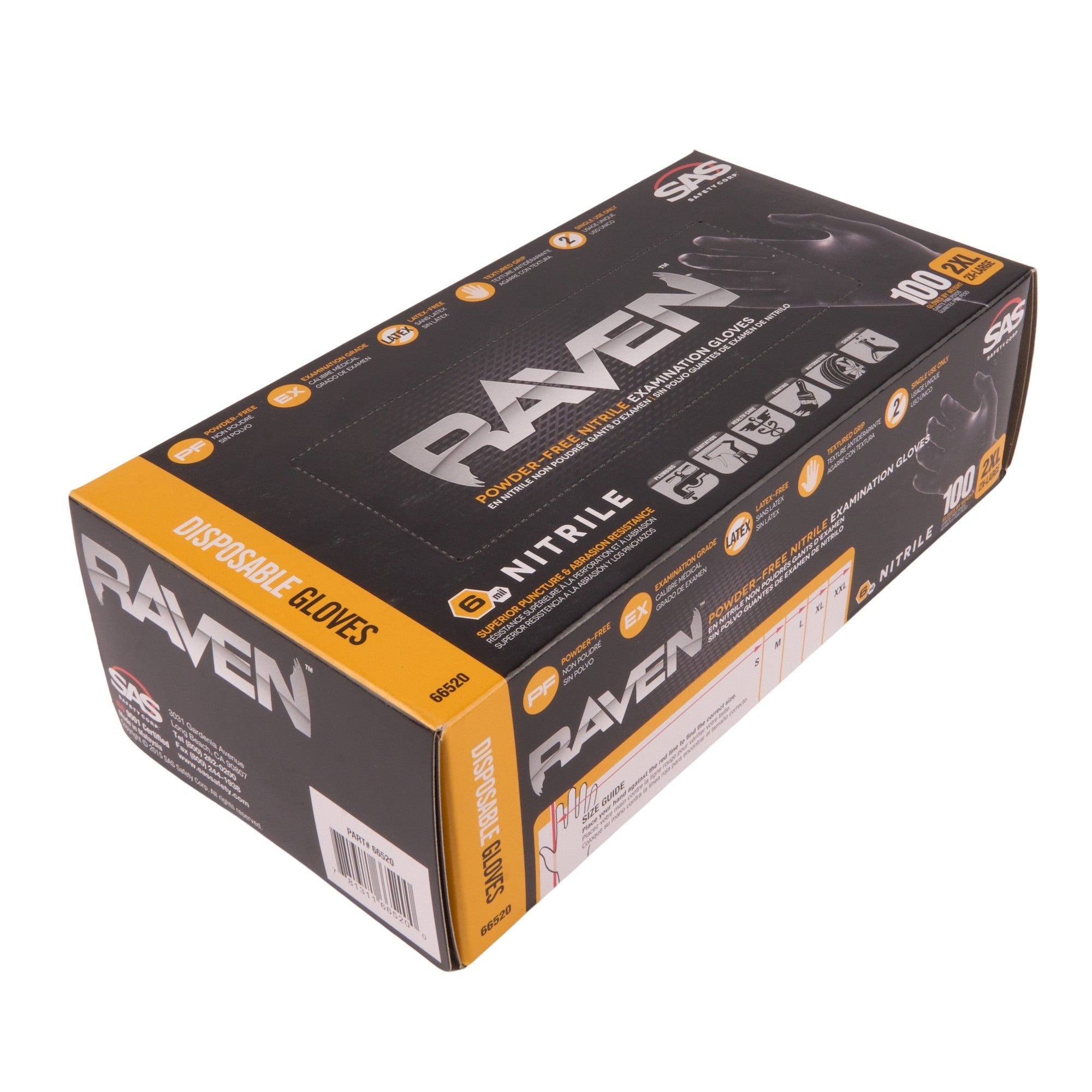 Raven Powder Free Black Nitrile Glove-Xxl