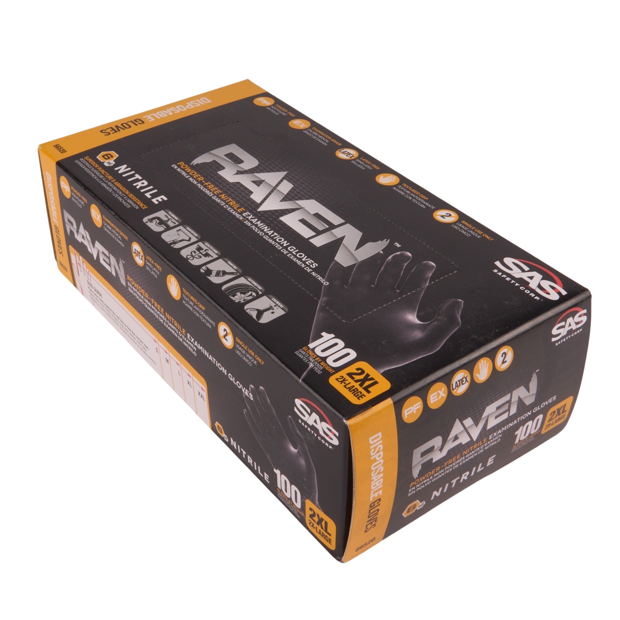 Raven Powder Free Black Nitrile Glove-Xxl