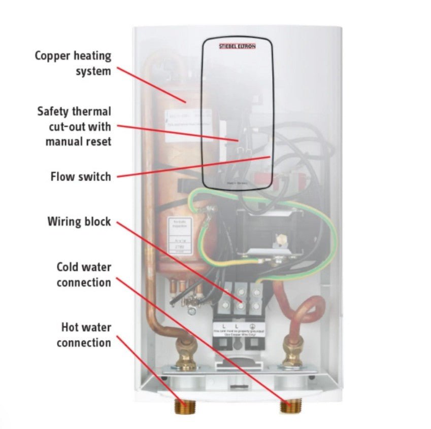 Stiebel Eltron 202648 Model DHC 4 - 2 Classic Single Sink Point - of - Use Electric Tankless Water Heater, 240V, 1 Phase, 50/60 Hz, Hydraulically Controlled, Safety High Limit Switch - APEX Supply Co.