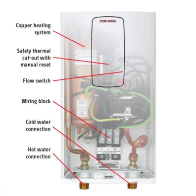 Stiebel Eltron 202648 Model DHC 4 - 2 Classic Single Sink Point - of - Use Electric Tankless Water Heater, 240V, 1 Phase, 50/60 Hz, Hydraulically Controlled, Safety High Limit Switch - APEX Supply Co.
