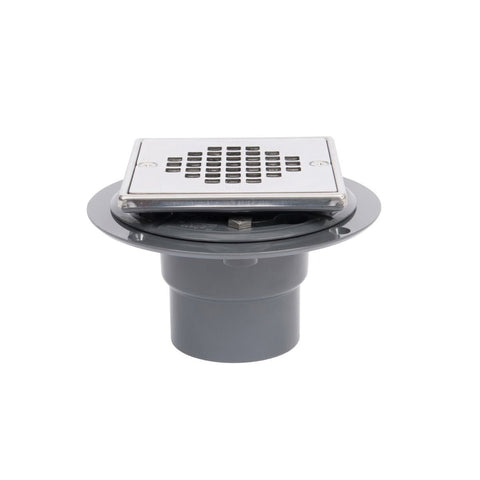 2 In Pvc Floor & Shower Drain W/4-1/2 Cp Square Strainer - APEX Supply Co.