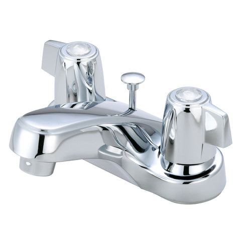 Olympia Faucets Elite 1.2 GPM Centerset Bathroom Faucet with Mini Blade Handles and Brass Pop - Up Drain Assembly - APEX Supply Co.