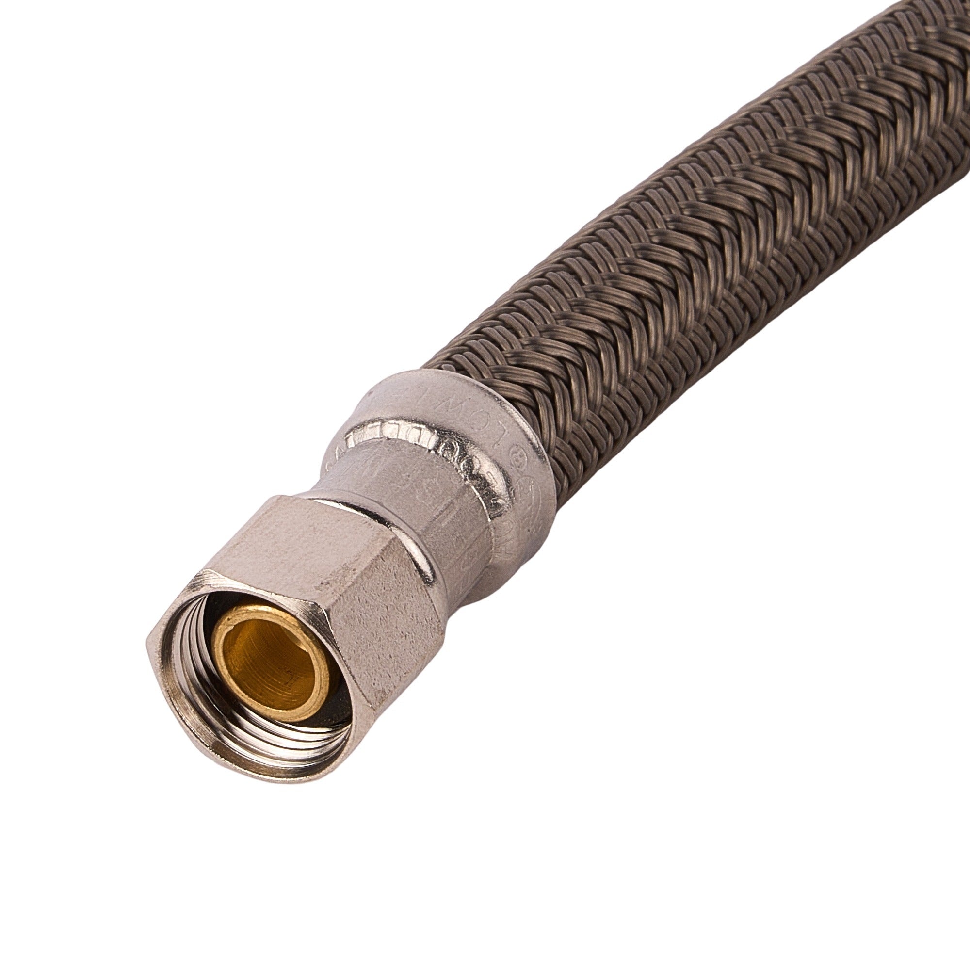 PRO1F12 12" Braided Stainless Steel Hose Faucet Connector (3/8" Compression x 1/2" FIP)