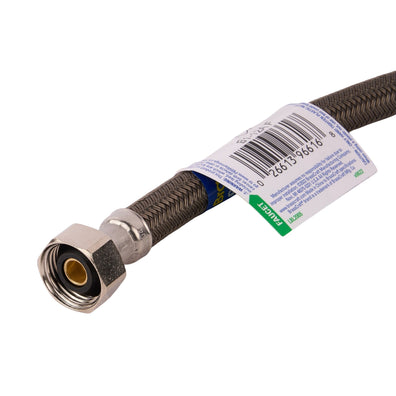 PRO1F12 12" Braided Stainless Steel Hose Faucet Connector (3/8" Compression x 1/2" FIP)
