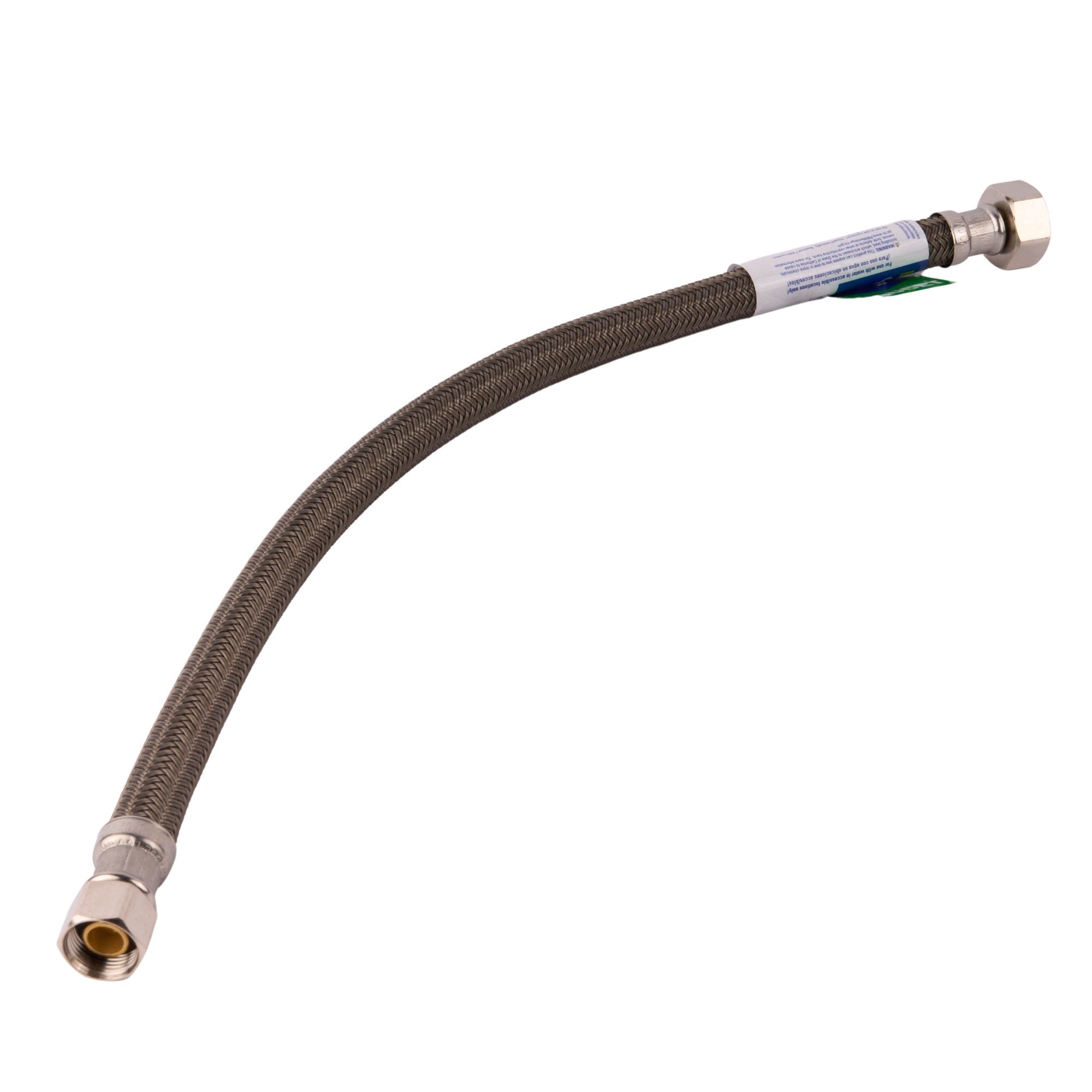PRO1F16 16" Braided Stainless Steel Hose Faucet Connector (3/8" Compression x 1/2" FIP)