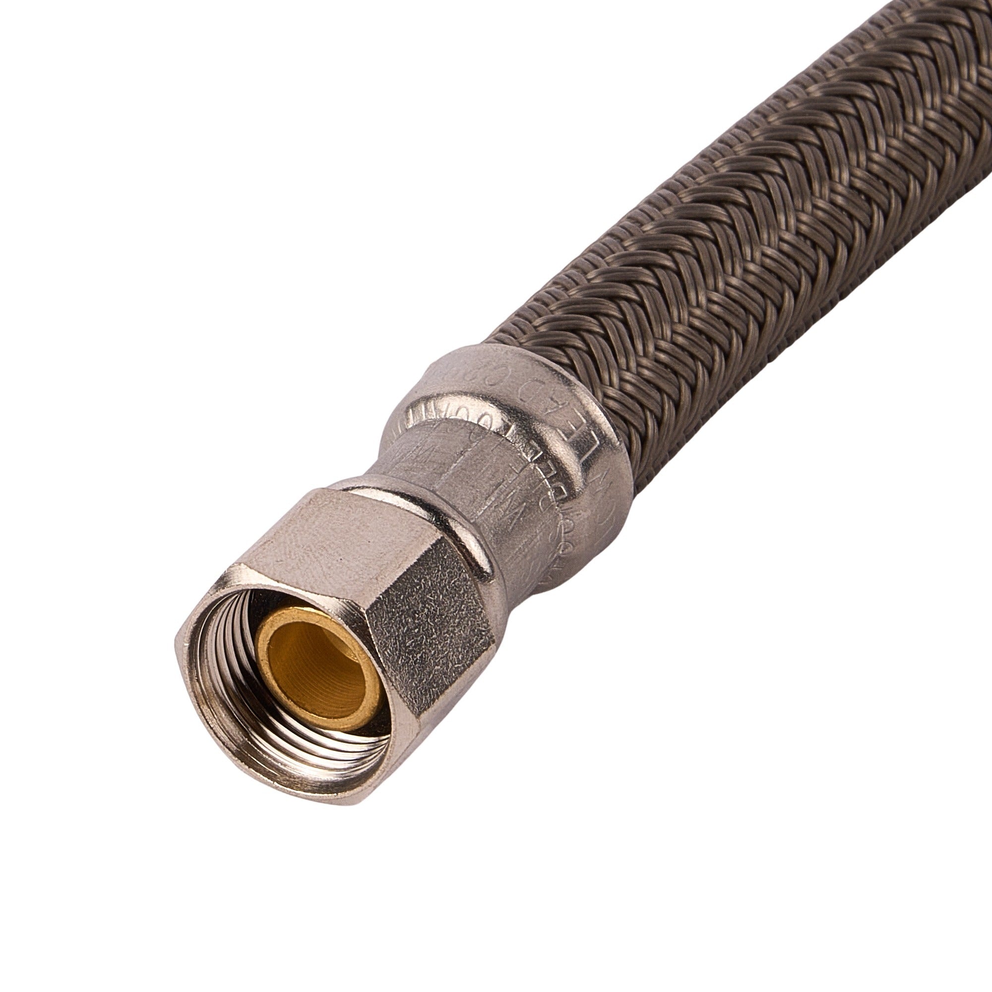 PRO1F16 16" Braided Stainless Steel Hose Faucet Connector (3/8" Compression x 1/2" FIP)