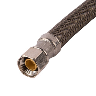 PRO1F16 16" Braided Stainless Steel Hose Faucet Connector (3/8" Compression x 1/2" FIP)