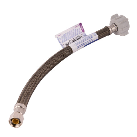 PRO1T12 12" Braided Stainless Steel Hose Toilet Connector (3/8" Comp. x 7/8" Ballcock)