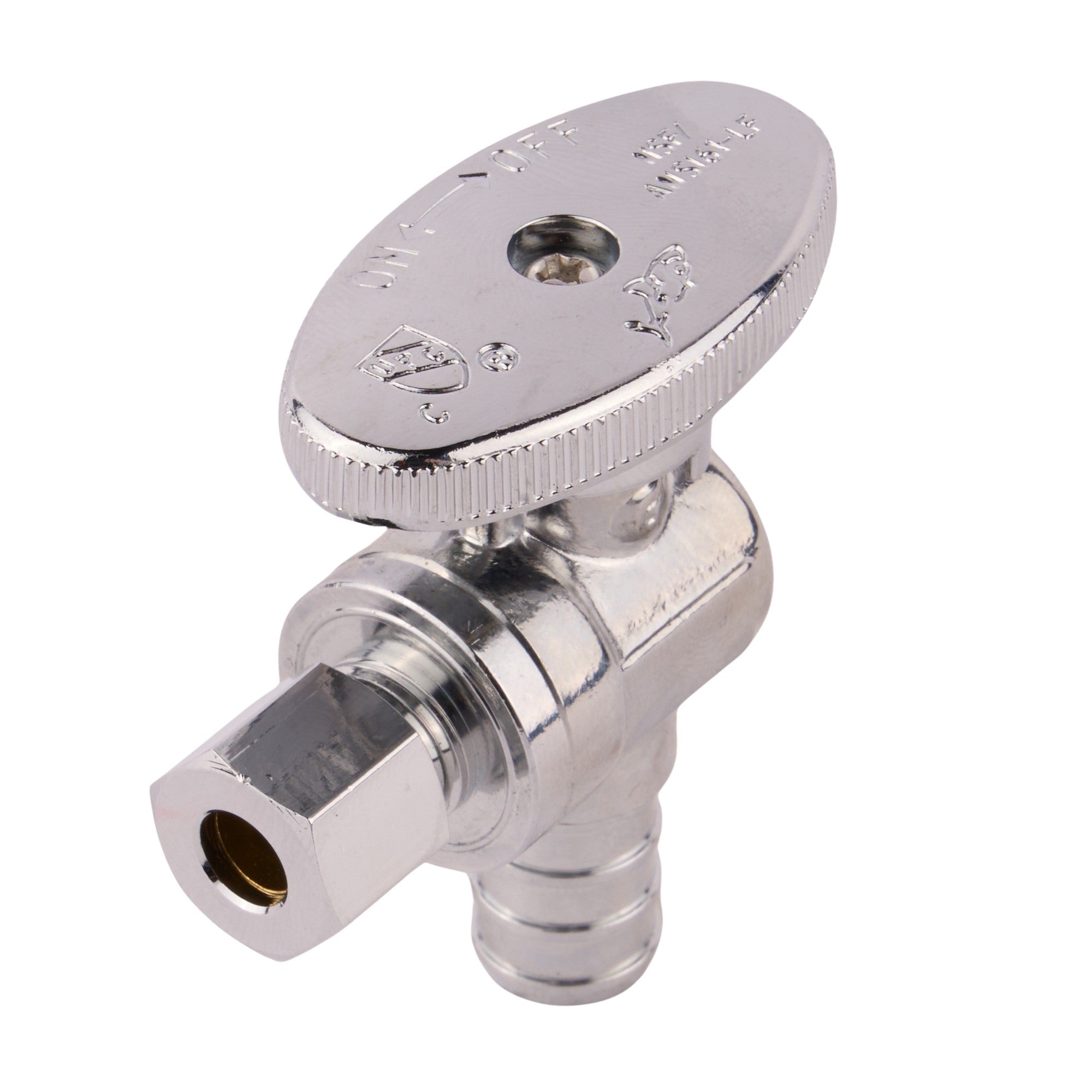 SharkBite PEX Crimp Brass Angle Stop Valve PEX Barb x Compression (Lead Free) 1/2" x 1/4"