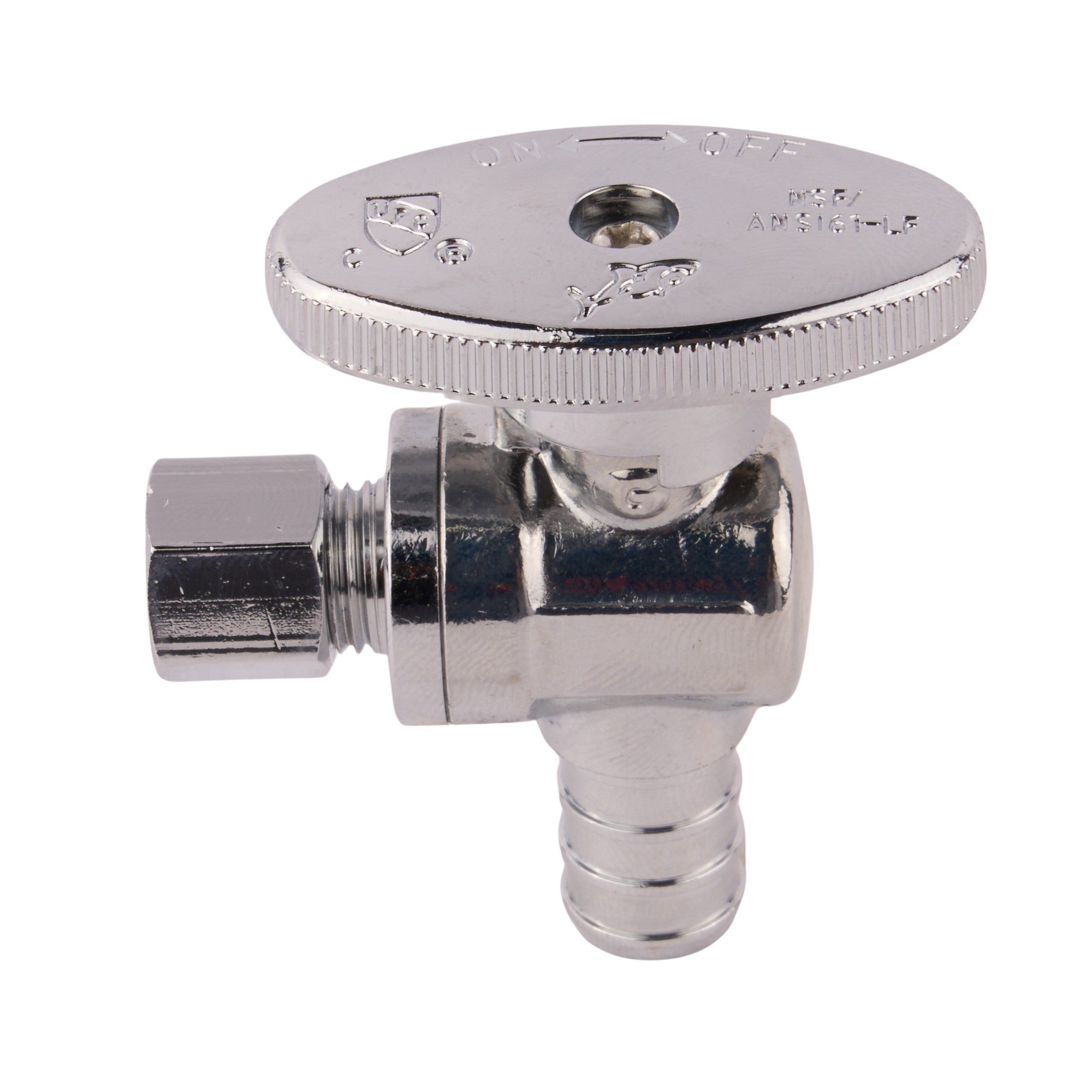 SharkBite PEX Crimp Brass Angle Stop Valve PEX Barb x Compression (Lead Free) - APEX Supply Co.
