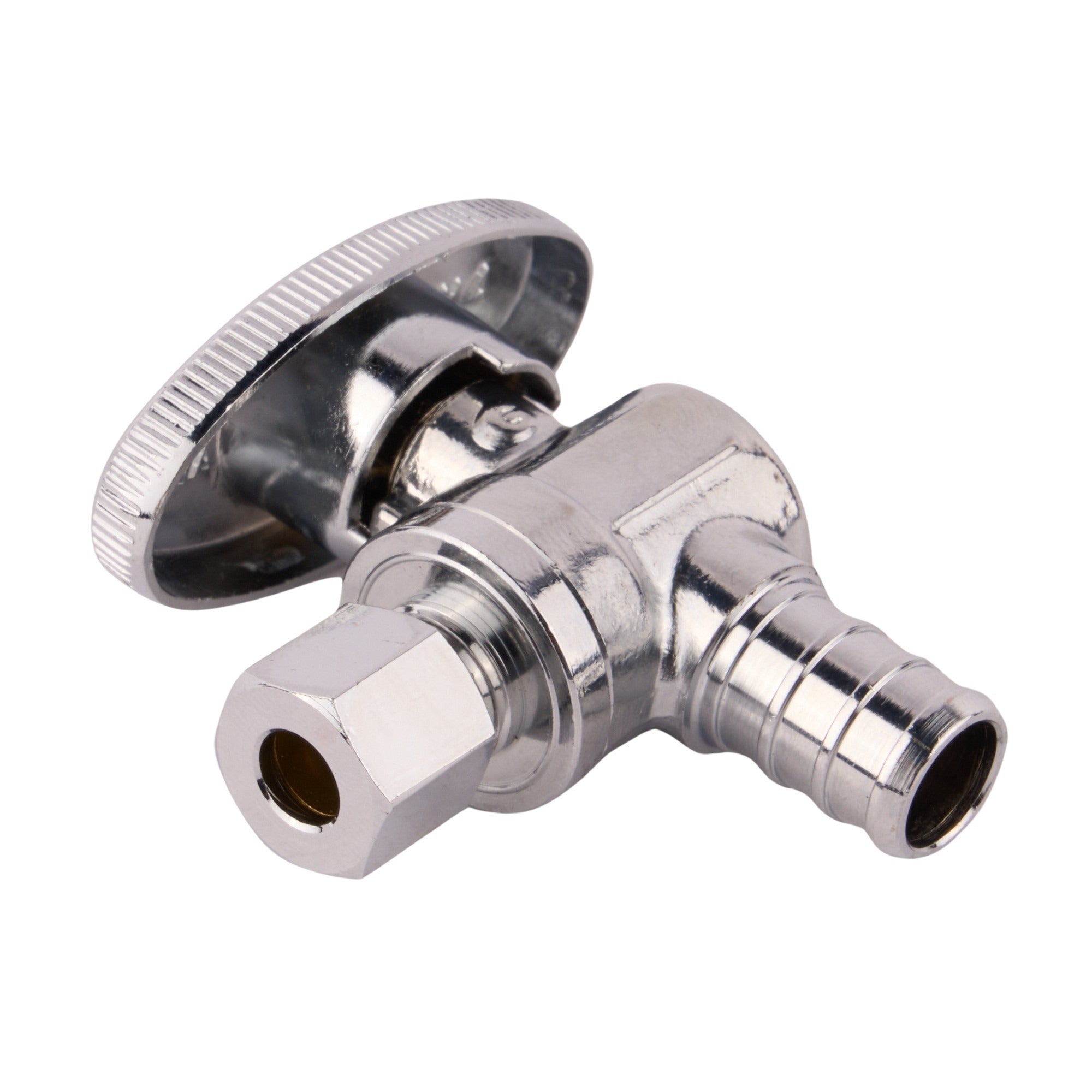 SharkBite PEX Crimp Brass Angle Stop Valve PEX Barb x Compression (Lead Free) - APEX Supply Co.