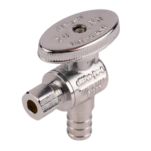 Zurn PEX Crimp Chrome-Plated Brass Angle Stop (Lead Free) 1/2" x 1/4"