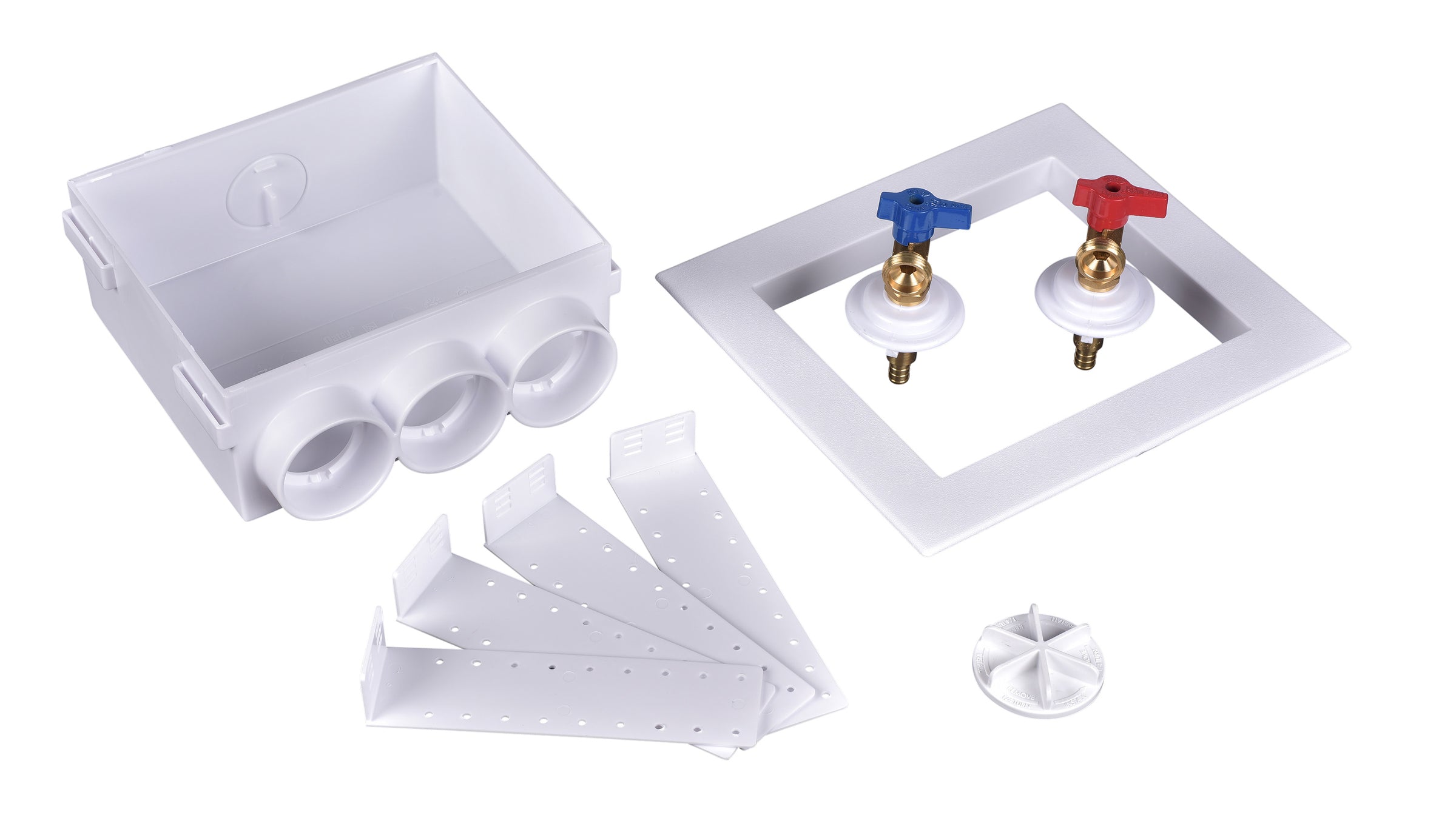 QUADTRO Washing Machine Outlet Box w/ 1/4 Turn Brass Ball Valves (1/2" PEX Crimp)