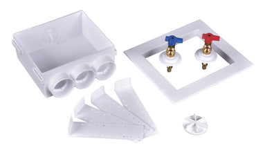 QUADTRO Washing Machine Outlet Box w/ 1/4 Turn Brass Ball Valves (1/2" PEX Crimp)
