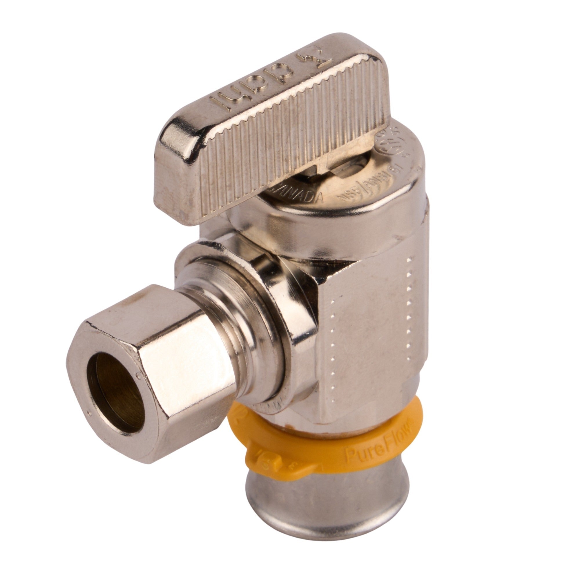 Viega Press Chrome Brass Angled Stop Valve Press x 3/8 OD (Lead Free) 1/2"
