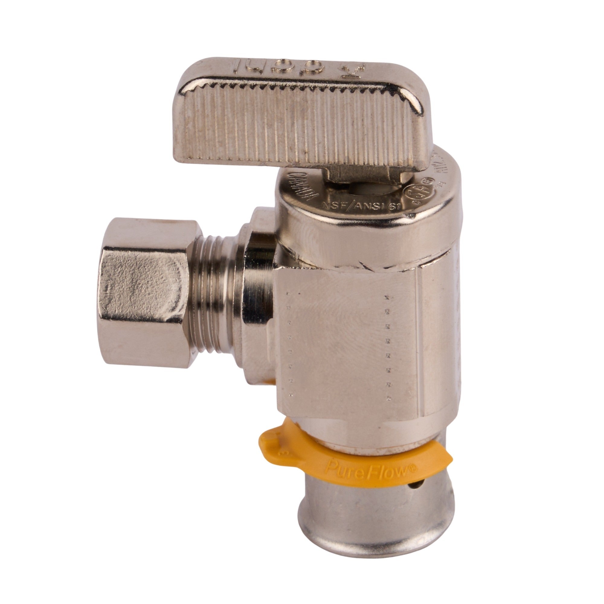 Viega Press Chrome Brass Angled Stop Valve Press x 3/8 OD (Lead Free) 1/2"