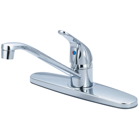 Olympia Faucets Elite 1.5 GPM Widespread Kitchen Faucet with 7 - 15/16" Reach D - Style Swivel Spout, Lever Handle, and Stainless Steel Flexible Connections - APEX Supply Co.