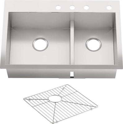 Kohler Vault 33" Double Basin Top - Mount/Under - Mount 18 - Gauge Stainless Steel Kitchen Sink with Smart Divide - APEX Supply Co.
