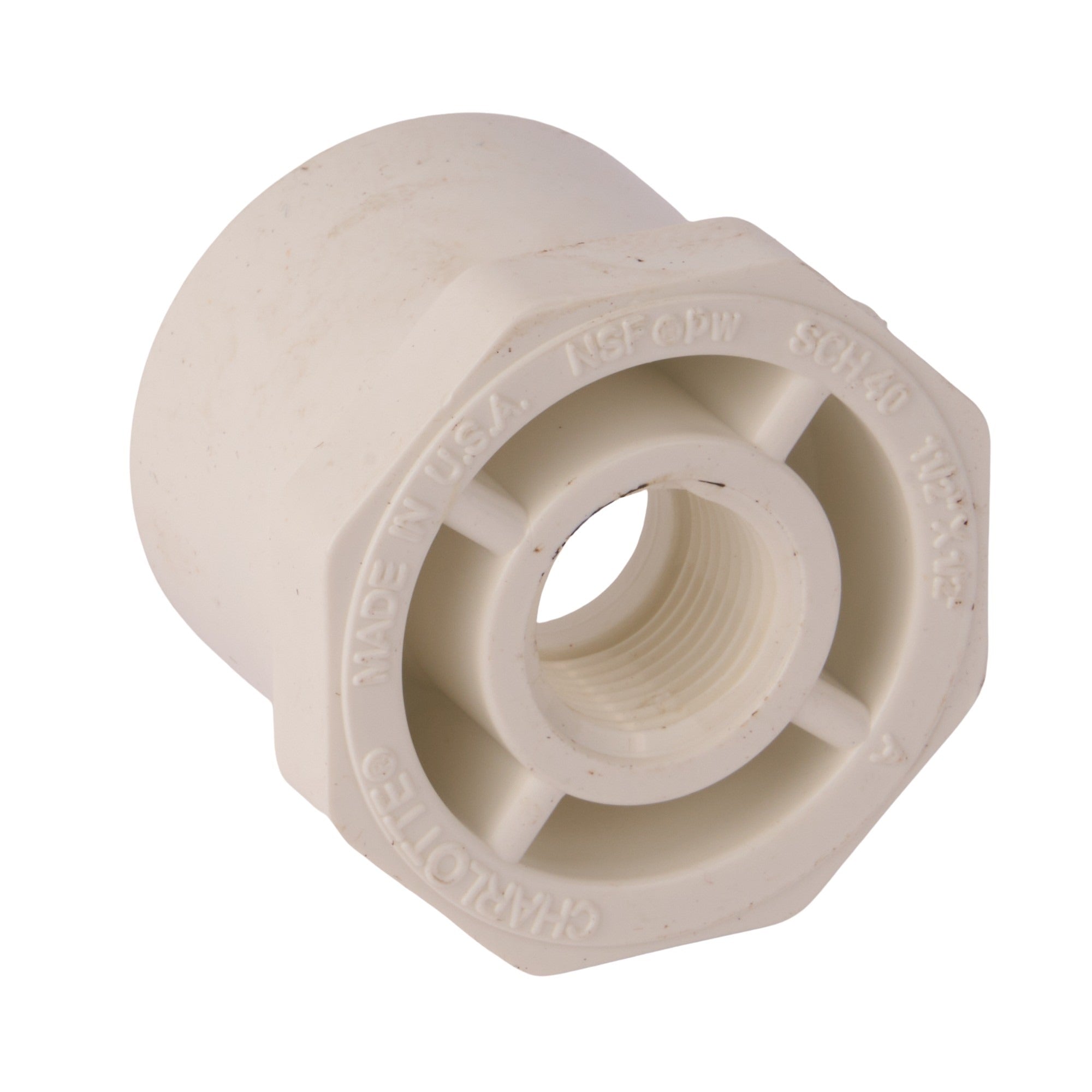 PVC Schedule 40 Reducer Bushing (Spigot x FIP) 1-1/2" x 1/2"