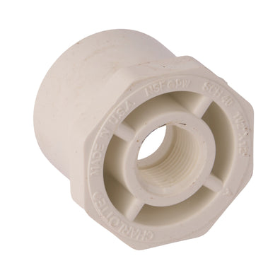 PVC Schedule 40 Reducer Bushing (Spigot x FIP) 1-1/2" x 1/2"