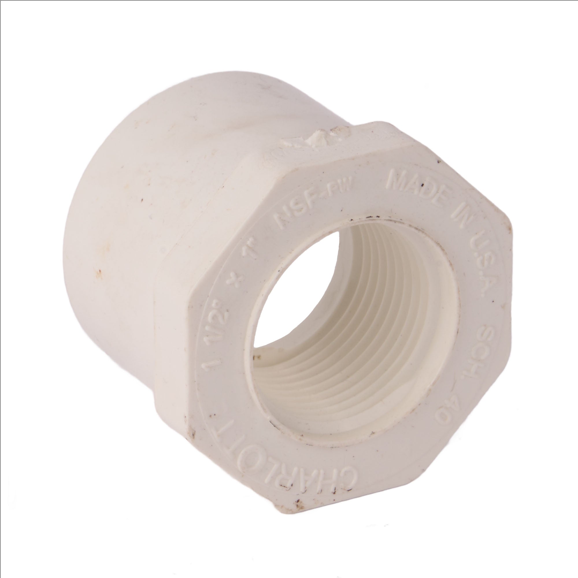 PVC Schedule 40 Reducer Bushing (Spigot x FIP) 1-1/2" x 1"