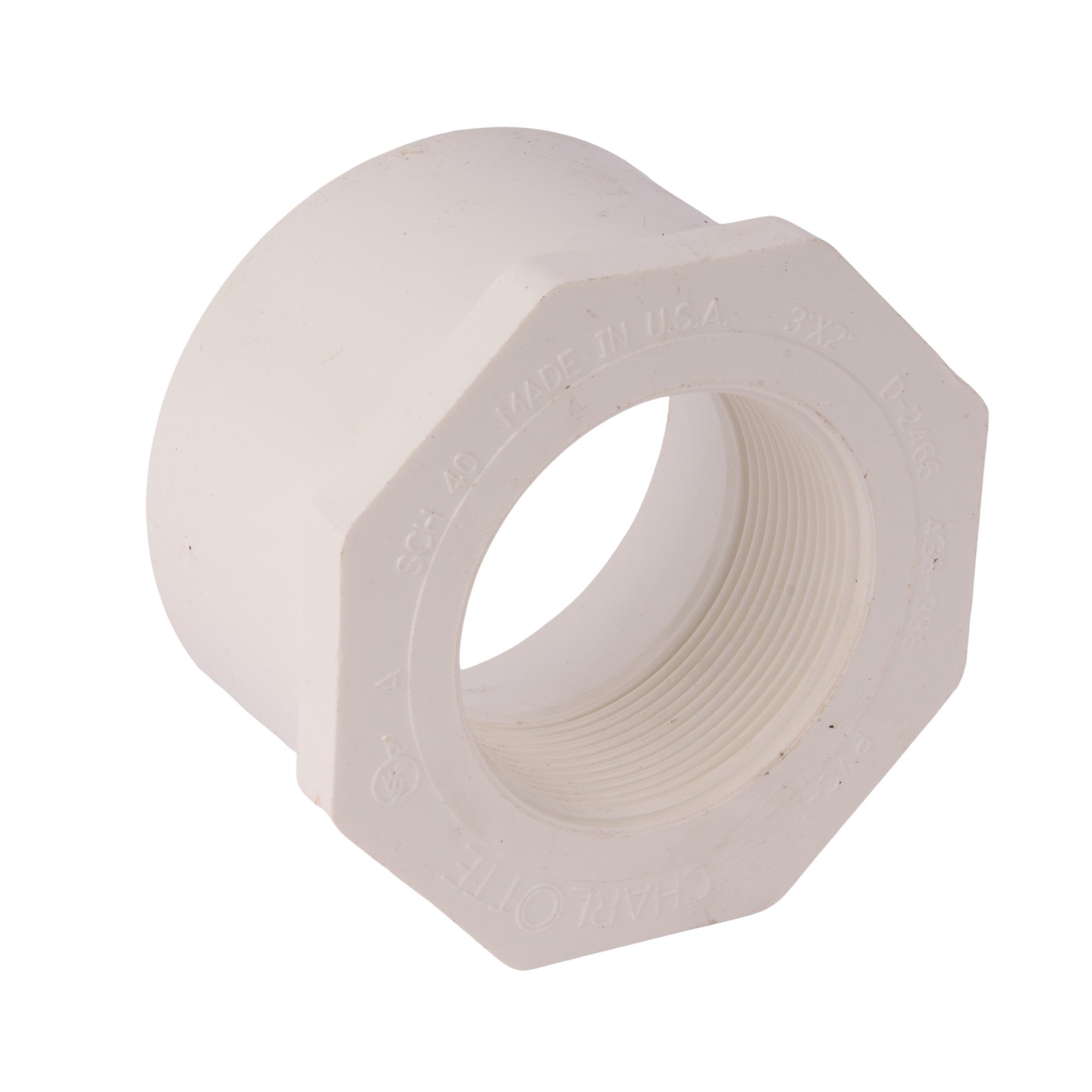 PVC Schedule 40 Reducer Bushing (Spigot x FIP) 3" x 2"